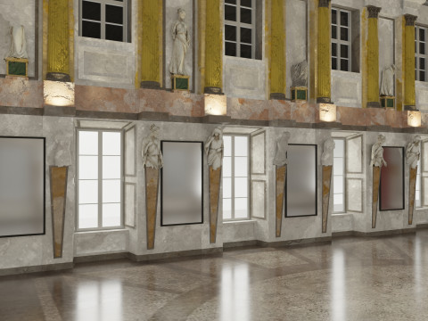 Sala Cariatidi palazzo reale Milão Modelo 3D