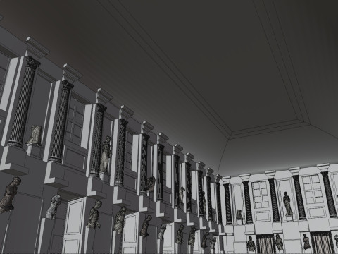 Sala Cariatidi palazzo reale Milão Modelo 3D