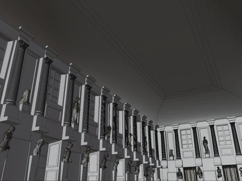 Sala Cariatidi palacio real de Mil&aacute;n Modelo 3D