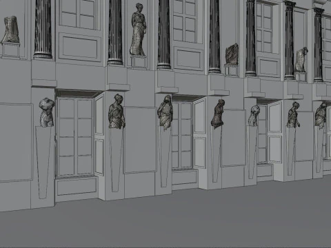 Sala Cariatidi palacio real de Mil&aacute;n Modelo 3D