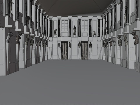 Sala Cariatidi palazzo reale Milão Modelo 3D