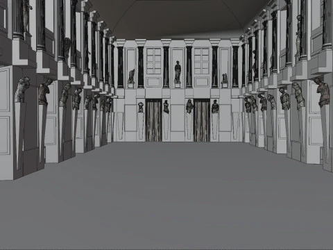 Sala Cariatidi palacio real de Mil&aacute;n Modelo 3D