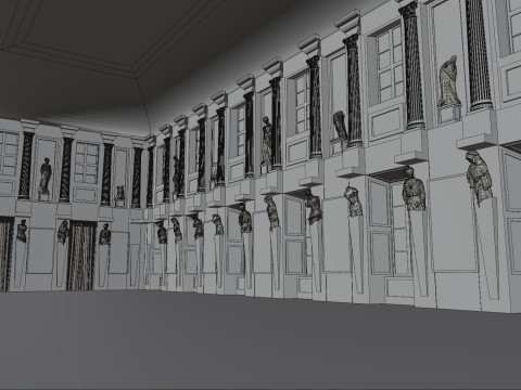 Sala Cariatidi palazzo reale Milão Modelo 3D