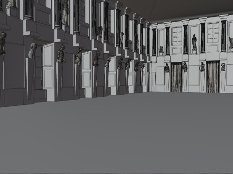 Sala Cariatidi palazzo reale Milão Modelo 3D