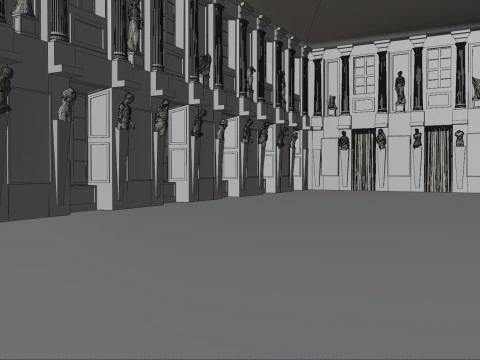 Sala Cariatidi palacio real de Mil&aacute;n Modelo 3D