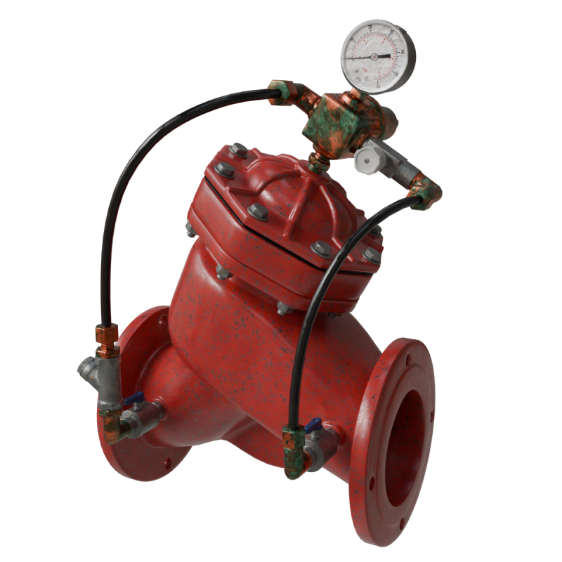 Old water pressure control valve 3D Model .c4d .max .obj .3ds .fbx .stl .blend