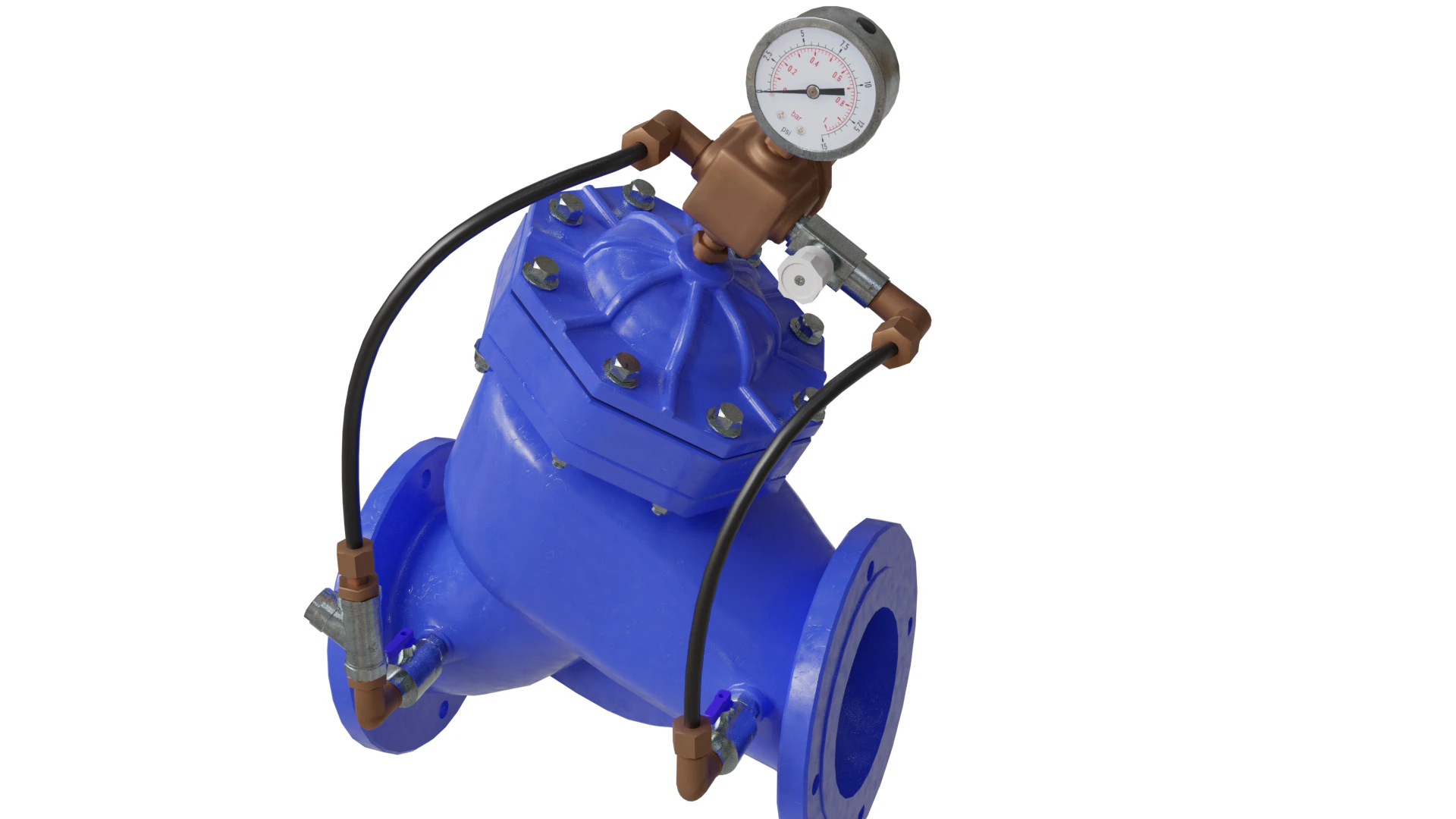 Water pressure control valve 3D Model .c4d .max .obj .3ds .fbx .stl .blend 