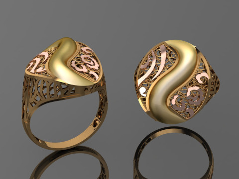 49 七面鳥紙鋳造リング stl 3D プリント モデル 3Dプリントモデル