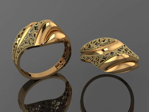 49 七面鳥紙鋳造リング stl 3D プリント モデル 3Dプリントモデル