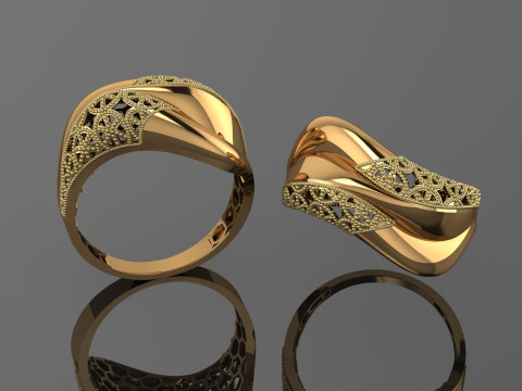 49 七面鳥紙鋳造リング stl 3D プリント モデル 3Dプリントモデル