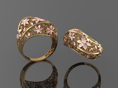 49 七面鳥紙鋳造リング stl 3D プリント モデル 3Dプリントモデル