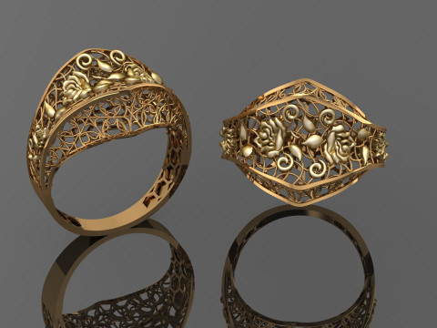 49 七面鳥紙鋳造リング stl 3D プリント モデル 3Dプリントモデル