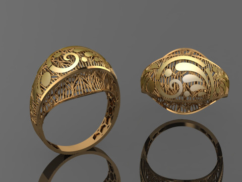 49 七面鳥紙鋳造リング stl 3D プリント モデル 3Dプリントモデル