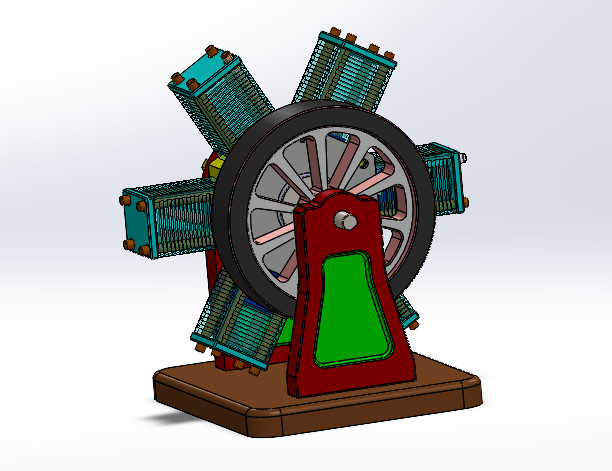 Motore radiale a 6 cilindri Modello 3D .c4d .max .obj .3ds .fbx .stl .blend 