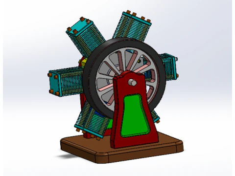 6 Silindirli Radyal Motor 3D Model