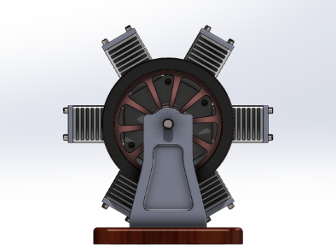 Motore radiale a 6 cilindri Modello 3D