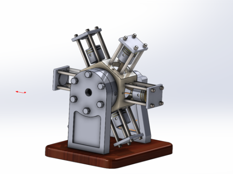 Motore radiale a 6 cilindri Modello 3D