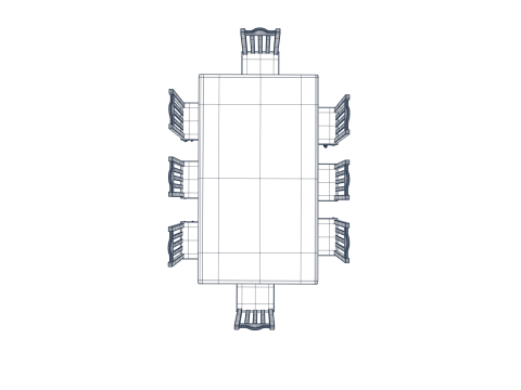 Wooden Dining Table with Chairs 3D Model