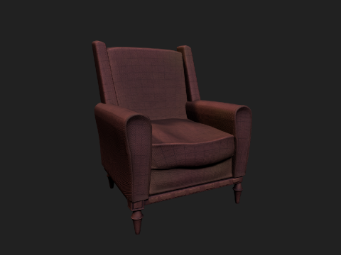 3D アームチェア - 布張りの椅子 3Dモデル