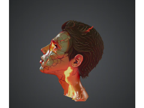 Stylized Cracked Skin Character Head 3D Sculpt 3D Model