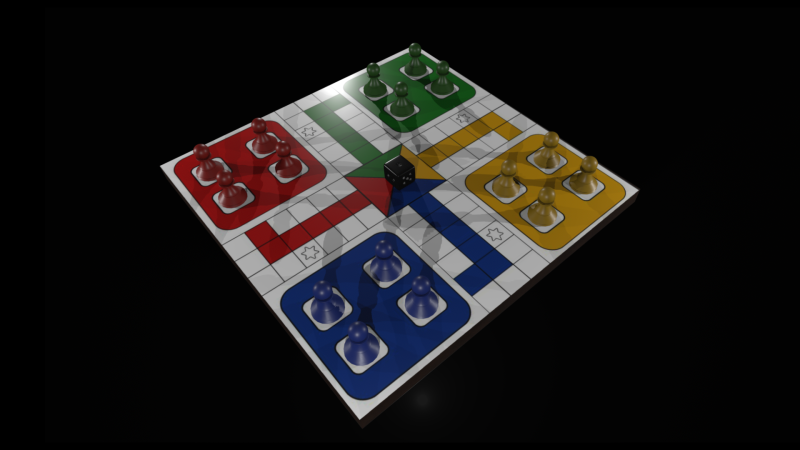 Настільна гра Ludo Високоякісна настільна гра PBR Game Ready 3D Модель .c4d .max .obj .3ds .fbx .stl .blend