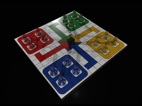 Juego de mesa Ludo Juego de mesa listo para juegos PBR de alta calidad Modelo 3D