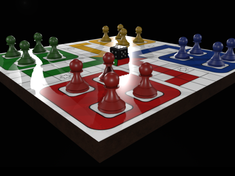 Настільна гра Ludo Високоякісна настільна гра PBR Game Ready 3D Модель