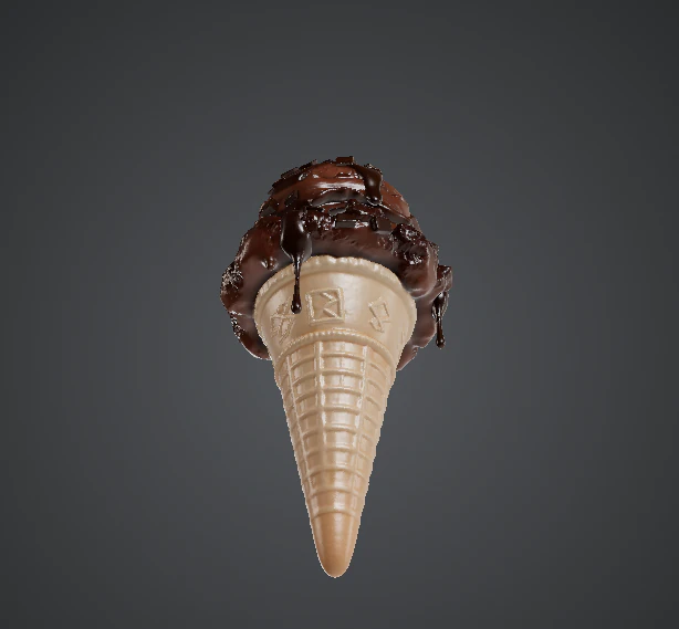 Chocolate Ice Cream Cone with Dripping Chocolate Sauce 3D Model .c4d .max .obj .3ds .fbx .stl .blend 