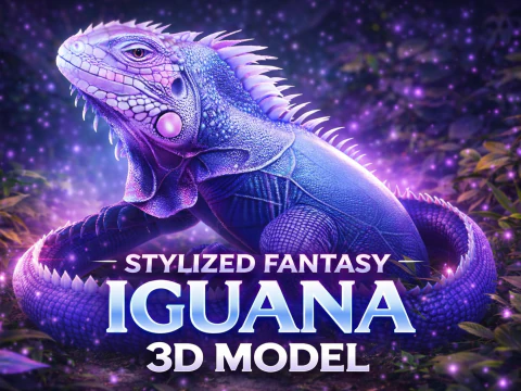 Criatura estilizada de iguana de fantasia com alto detalhe Modelo 3D