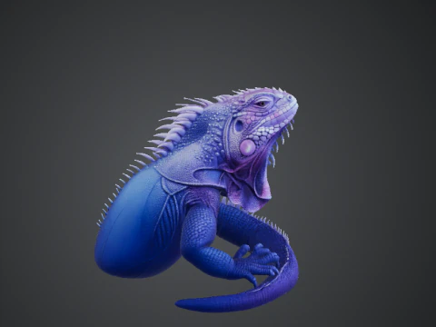 Stylized Fantasy Iguana Creature High Detail 3D Model