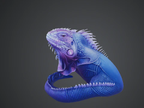 Stylized Fantasy Iguana Creature High Detail 3D Model