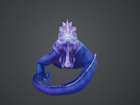 Stylized Fantasy Iguana Creature High Detail 3D Model