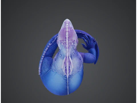 Stylized Fantasy Iguana Creature High Detail 3D Model