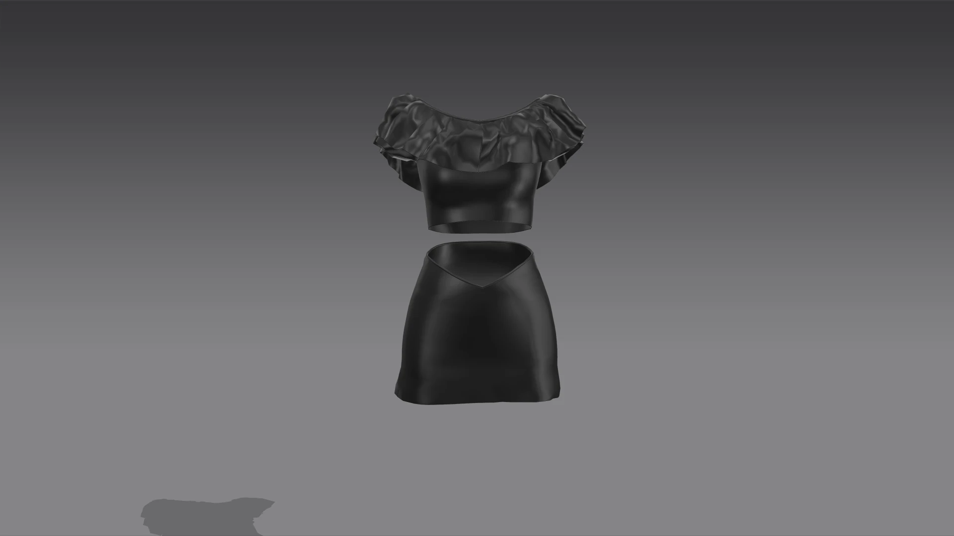 Black Off-Shoulder Two-Piece Dress 3D Model .c4d .max .obj .3ds .fbx .stl .blend 