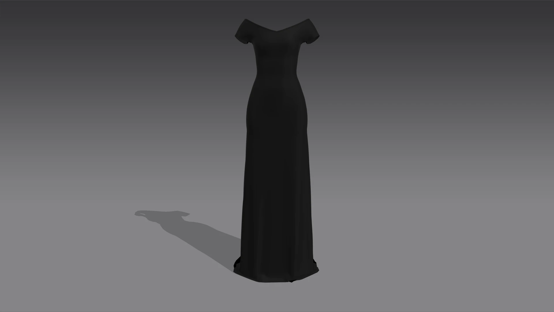 Elegant Off Shoulder Long Evening Dress High Quality 3D Model .c4d .max .obj .3ds .fbx .stl .blend 