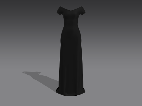 Элегантное длинное вечернее платье с открытыми плечами высокого качества 3D Модель