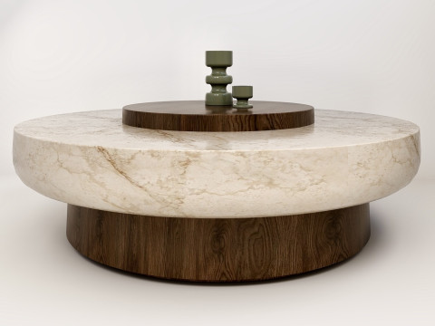 Modrn ahşap ve taş masa takımı 3D Model