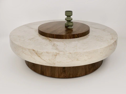 Modrn wood and stone table set 3D Model