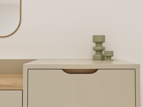 Ensemble de coiffeuse moderne avec miroir, versions crème menthe Modèle 3D