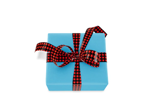 3D Blue Gift Box with Red Star Ribbon 3D Model