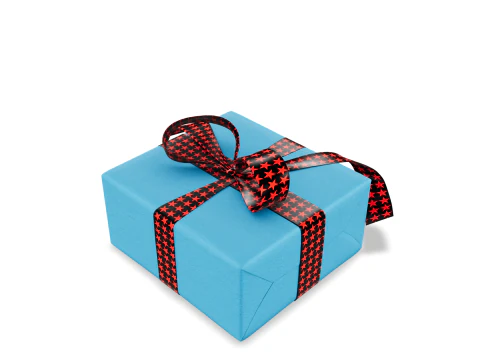 3D Blue Gift Box with Red Star Ribbon 3D Model