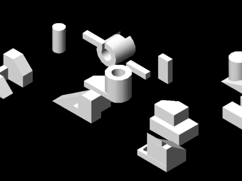 AutoCAD 2006 のランダム 3D オブジェクト 3Dモデル