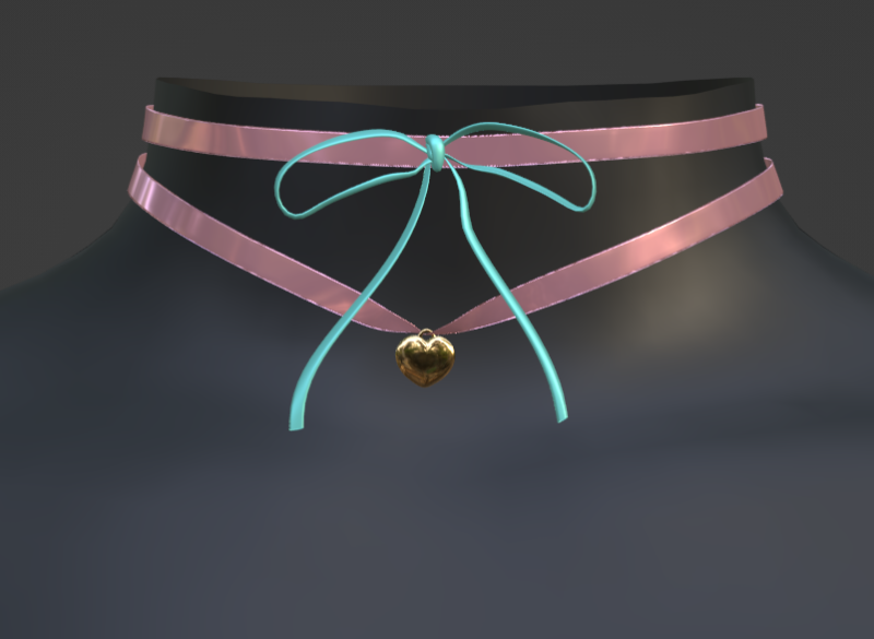 Choker Heart Legacy Meshbody Second Life - Оснащено УФ-картою 3D Модель .c4d .max .obj .3ds .fbx .stl .blend 