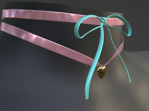 Choker Heart Legacy Meshbody Second Life - Оснащено УФ-картою 3D Модель