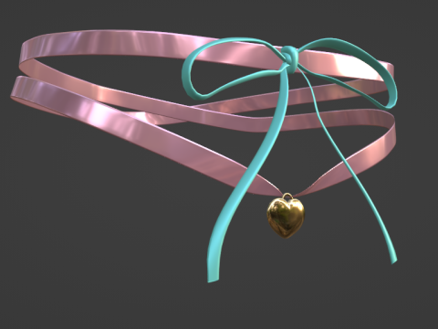 Choker Heart Legacy Meshbody Second Life - Оснащено УФ-картою 3D Модель