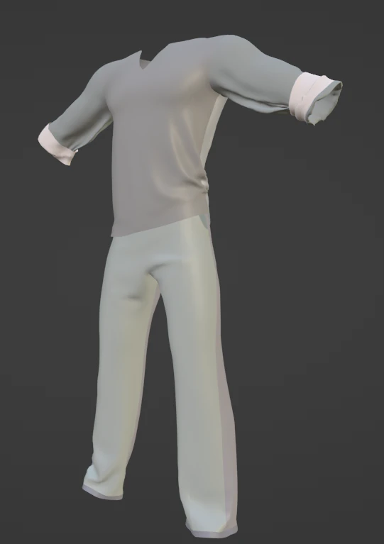 Tailored shirt and pants modeled on the Legacy male body from Second Life UvMaterials 3D Model .c4d .max .obj .3ds .fbx .stl .blend 