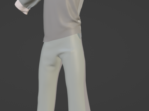 Op maat gemaakt shirt en broek gemodelleerd naar het Legacy mannenlichaam van Second Life UvMaterials 3D Model