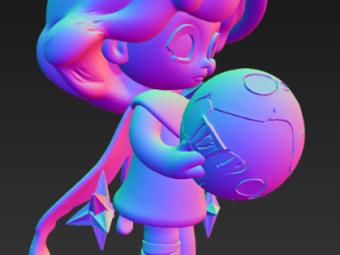 Sosok Bulan Putih Azura Model Cetak 3D