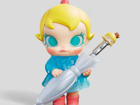 बेबी मौली फनी रेनिंग डे फिगर - छाता 3D प्रिंट मॉडल