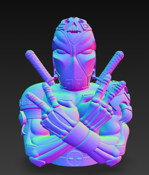 데드풀 어반 아즈텍 커스텀 흉상 3D 프린트 모델 .c4d .max .obj .3ds .fbx .stl .blend 